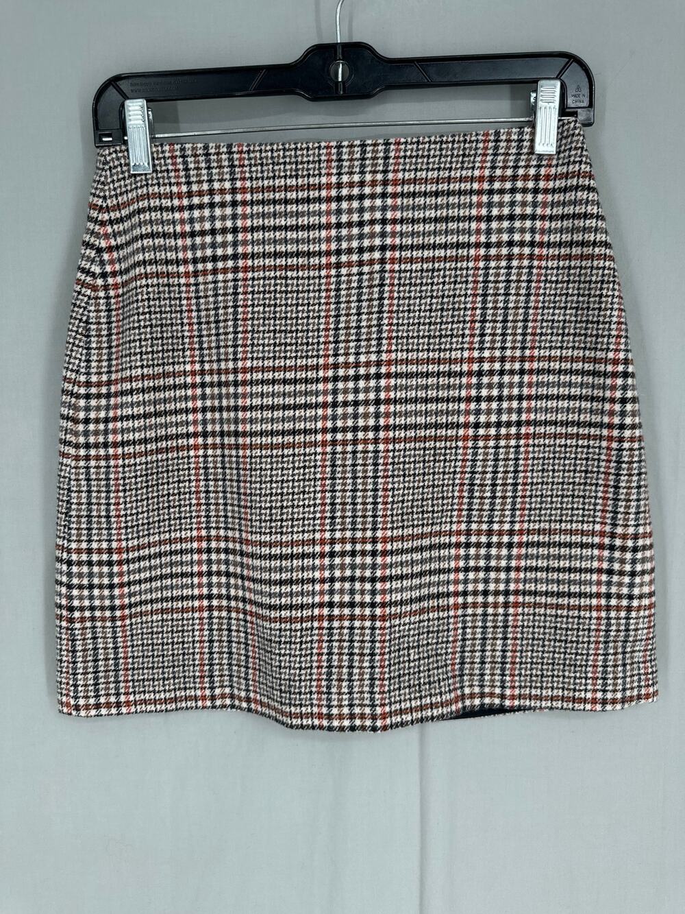 Thakoon Collective Skirt Womens 2 Beige Plaid Mini Academia Grunge Wool Black